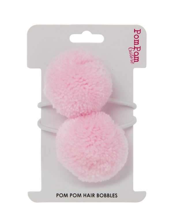Set of 2 Baby Soft Pink Pom Pom Hair Bobbles by Pom Pom Galore